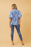 CKM Wilkie Boho Puff Sleeve Wmns Shirt Cobalt Blue