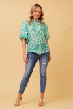 CKM Wilkie Boho Puff Sleeve Wmns Shirt Jade