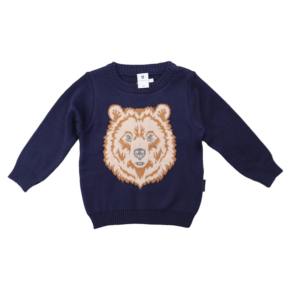 Korango Kids Bear Knit Sweater Peacoat