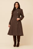 CKM Long Fit & Flare Coat Chocolate