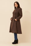 CKM Long Fit & Flare Coat Chocolate