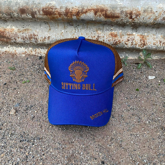 Sitting Bull Trucker Cap Royal Blue & Tan