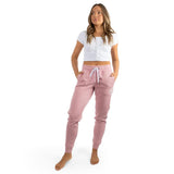 Ringers Western Lorne Wmns Trackpants Rosey Pink w White Print