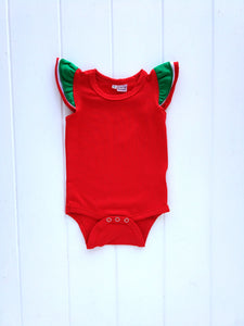 My Little Threads Christmas TRI-FlutterSuit Red