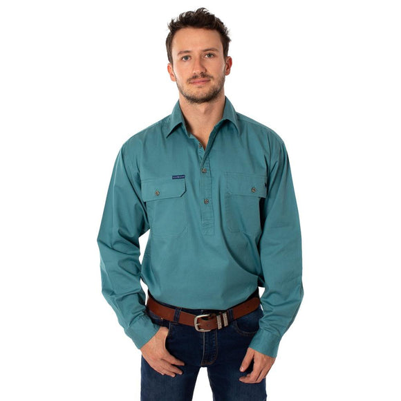 Ringers Western King River Mens 1/2 Button Work Shirt Dusty Jade