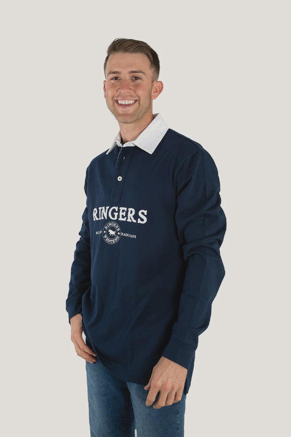 Ringers Western Burton Mens Rugby Jersey Navy & White