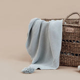 Aster & Oak Chunky Knit Blanket Blue