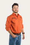 Ringers Western Hawkeye Mens Full Button Work Shirt Burnt Orange w Dark Navy