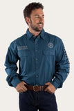 Ringers Western Hawkeye Mens Full Button Work Shirt Petrol Blue w Ultimate Grey
