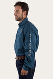 Ringers Western Hawkeye Mens Full Button Work Shirt Petrol Blue w Ultimate Grey