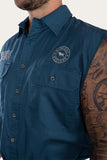 Ringers Western Hawkeye Mens Sleeveless Work Shirt Petrol Blue w Ultimate Grey