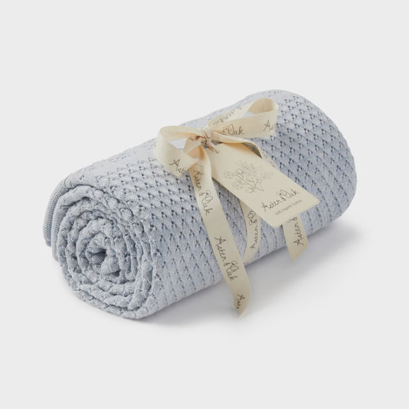 Aster & Oak Heirloom Knit Blanket Blue