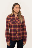 Ringers Western Junee Wmns Flanno Semi Fitted Shirt Deep Maroon