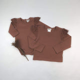 Love Henry Kids Lace Sleeve Top Rust