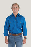 Ringers Western King River Mens Half Button Work Shirt Snorkel Blue