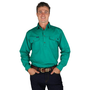 Ringers Western King River Mens 1/2 Button Shirt Green