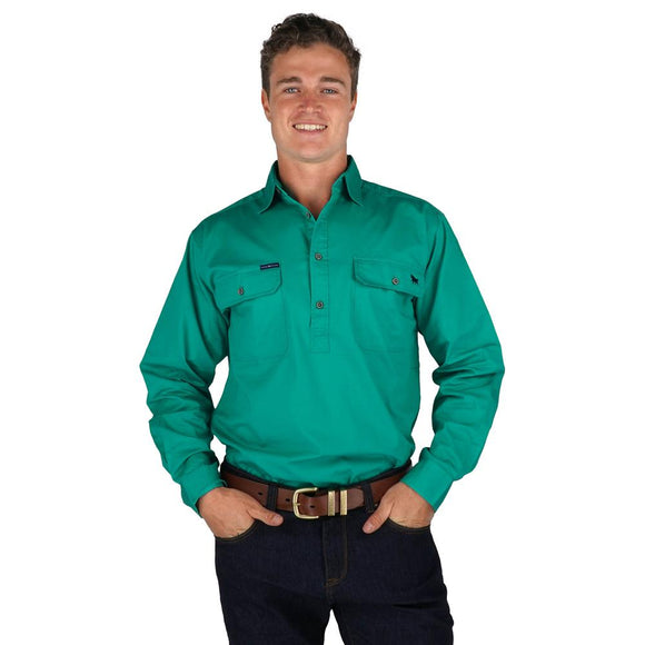 Ringers Western King River Mens 1/2 Button Shirt Green