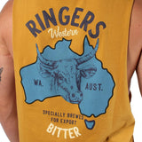 Ringers Western Limited Edition Mens Muscle Tank Ringers Bitter on Mustard Yellow
