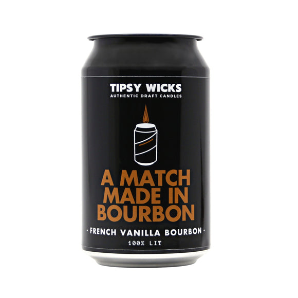 Tipsy Wicks Alcohol Scented Candles 330ml Can Match Made In Bourbon