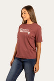 Ringers Western Monash Wmns Loose Fit Tee Washed Burgundy & White