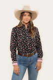 Ringers Western Nikki Wmns Semi Fitted Dress Shirt Black Dahlia Floral