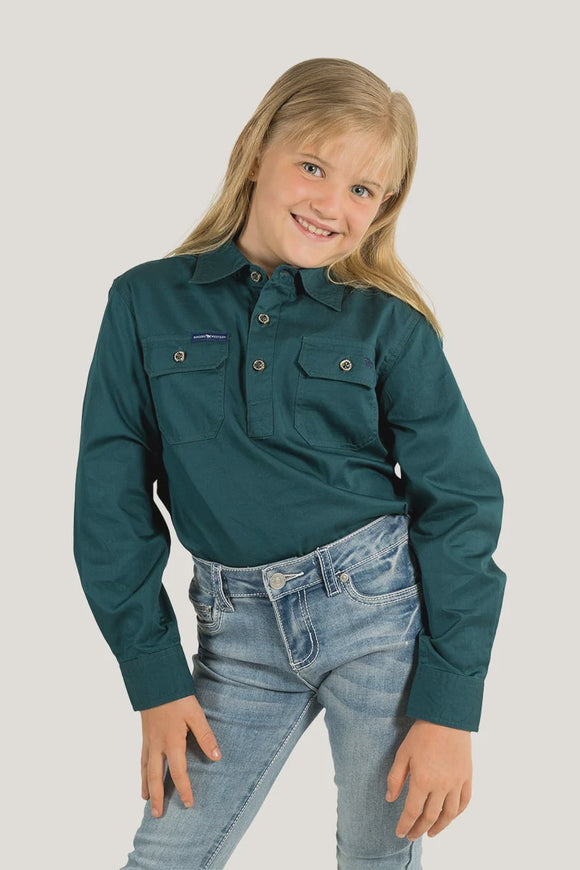 Ringers Western Ord River Kids Work Shirt Groundsheet Green