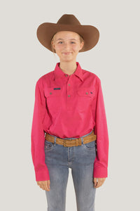 Ringers Western Ord River Kids Work Shirt Neon Pink