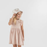 Aster & Oak Peach Rib Kids Ruffle Dress