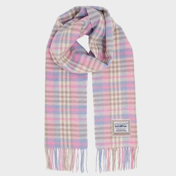 Heritage Traditions Pure Wool Tartan Check Scarf Dolly Mixture Check