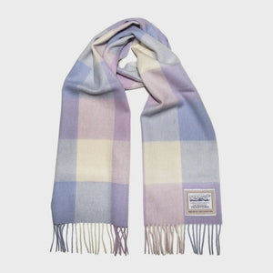 Heritage Traditions Pure Wool Tartan Check Scarf Lilac Pink