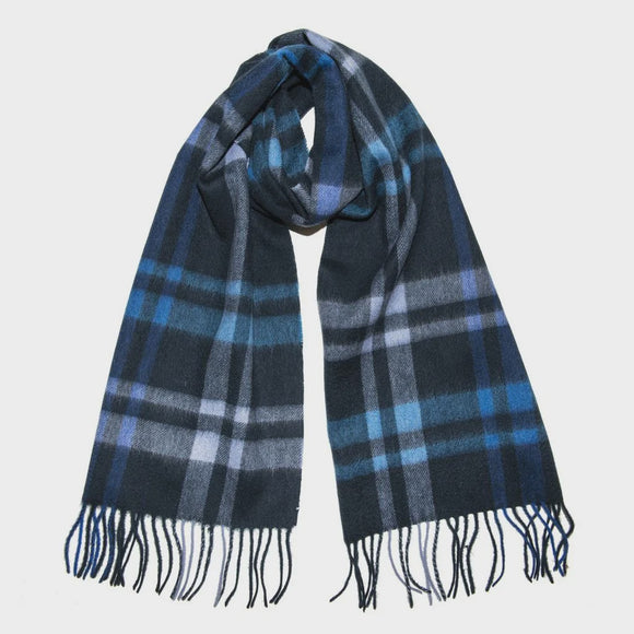 Heritage Traditions Pure Wool Tartan Check Scarf Navy Check