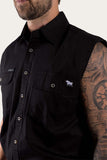 Ringers Western Rob Roy Mens Sleeveless Full Button Work Shirt Black