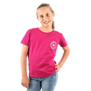 Ringers Western Signature Bull Kids Classic Fit Tee Magenta w Silver