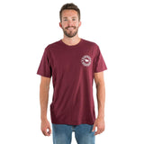 Ringers Western Signature Bull Mens Loose Fit Tee Burgundy w White