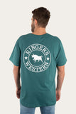 Ringers Western Signature Bull Mens Loose Fit Tee Alpine Green w White