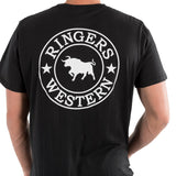 Ringers Western Signature Bull Mens Loose Fit Tee Black w White