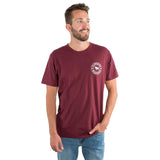 Ringers Western Signature Bull Mens Loose Fit Tee Burgundy w White