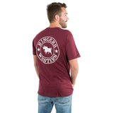 Ringers Western Signature Bull Mens Loose Fit Tee Burgundy w White