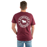 Ringers Western Signature Bull Mens Loose Fit Tee Burgundy w White