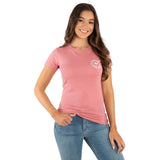 Ringers Western Signature Bull Wmns Fitted Classic Tee Dusty Rose w White Print