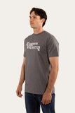 Ringers Western The Lodge Mens Classic Fit Tee Charcoal Marle & White