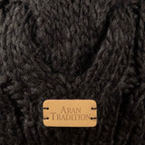 Aran Traditions Twist Cable Pom Pom Hat Charcoal Grey