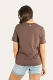 Ringers Western Urban Wmns Loose Fit Embroidered Tee Chocolate