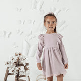Aster & Oak Kids Violet Rib Ruffle Dress