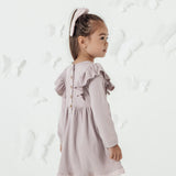 Aster & Oak Kids Violet Rib Ruffle Dress