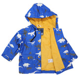 Korango Kids Dinosaur Colour Change Raincoat Victoria Blue