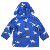 Korango Kids Dinosaur Colour Change Raincoat Victoria Blue