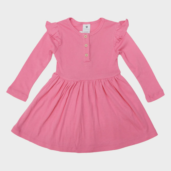 Korango Soft Cotton Modal Frill Dress Hot Pink