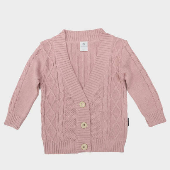Korango Kids Long Textured Knit Cardigan Dusty Pink