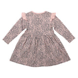 Korango Kids Tiger Stripe Cotton Frill Dress Dusty Pink
